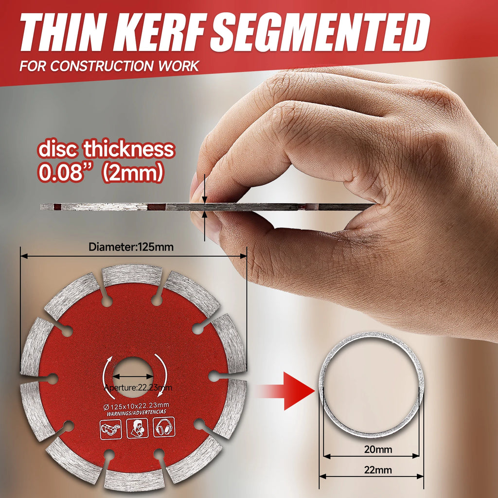 1/3/5pcs 125mm Diamond Saw Blades Stone Wall Grooving Dry Cutting Wheel For Angle Grinder Cutting Ceramic Concrete Walls Marble