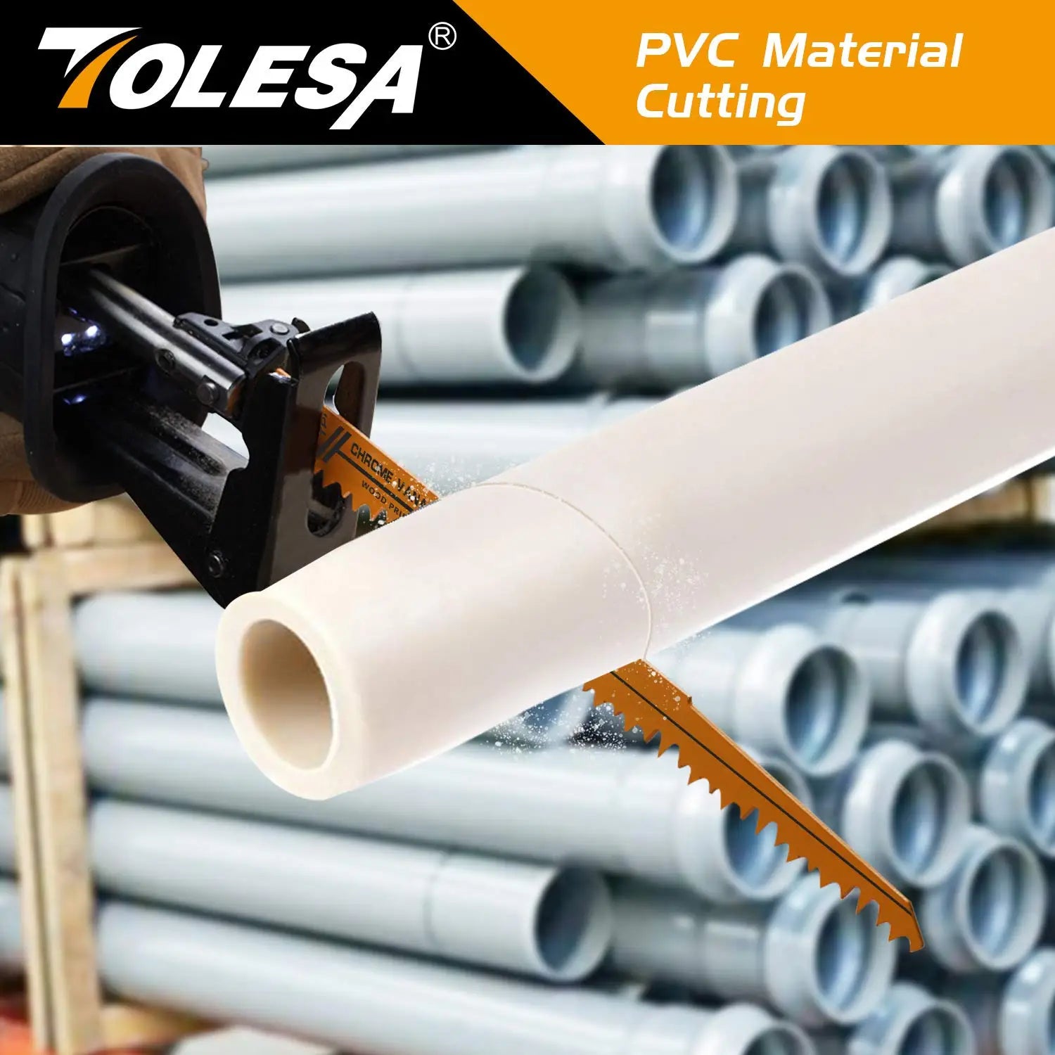 TOLESA 5PCS 5/6TPI Wood Pruning Reciprocating Saw Blades for Wood and PVC Pipe