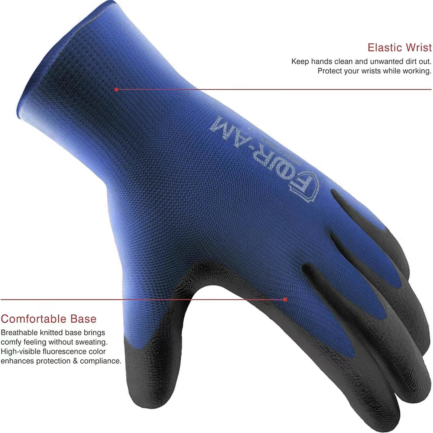 Ultra-Thin PU coated work gloves. 12pairs size Large