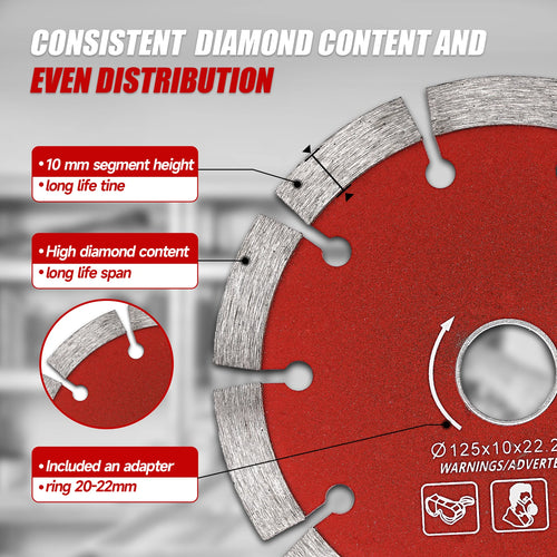 1/3/5pcs 125mm Diamond Saw Blades Stone Wall Grooving Dry Cutting Wheel For Angle Grinder Cutting Ceramic Concrete Walls Marble
