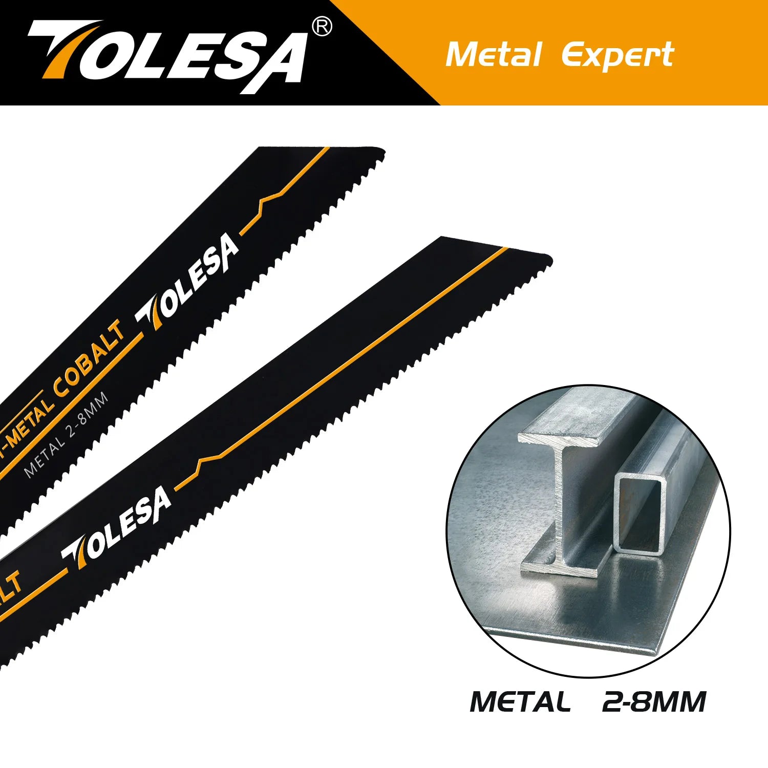 TOLESA 5PCS 6in Heavy Metal Cutting Reciprocating Saw Blades 14TPI Cast-Iron Bi-Metal Sabre Saw Blades for Metal Pipe, Rebar