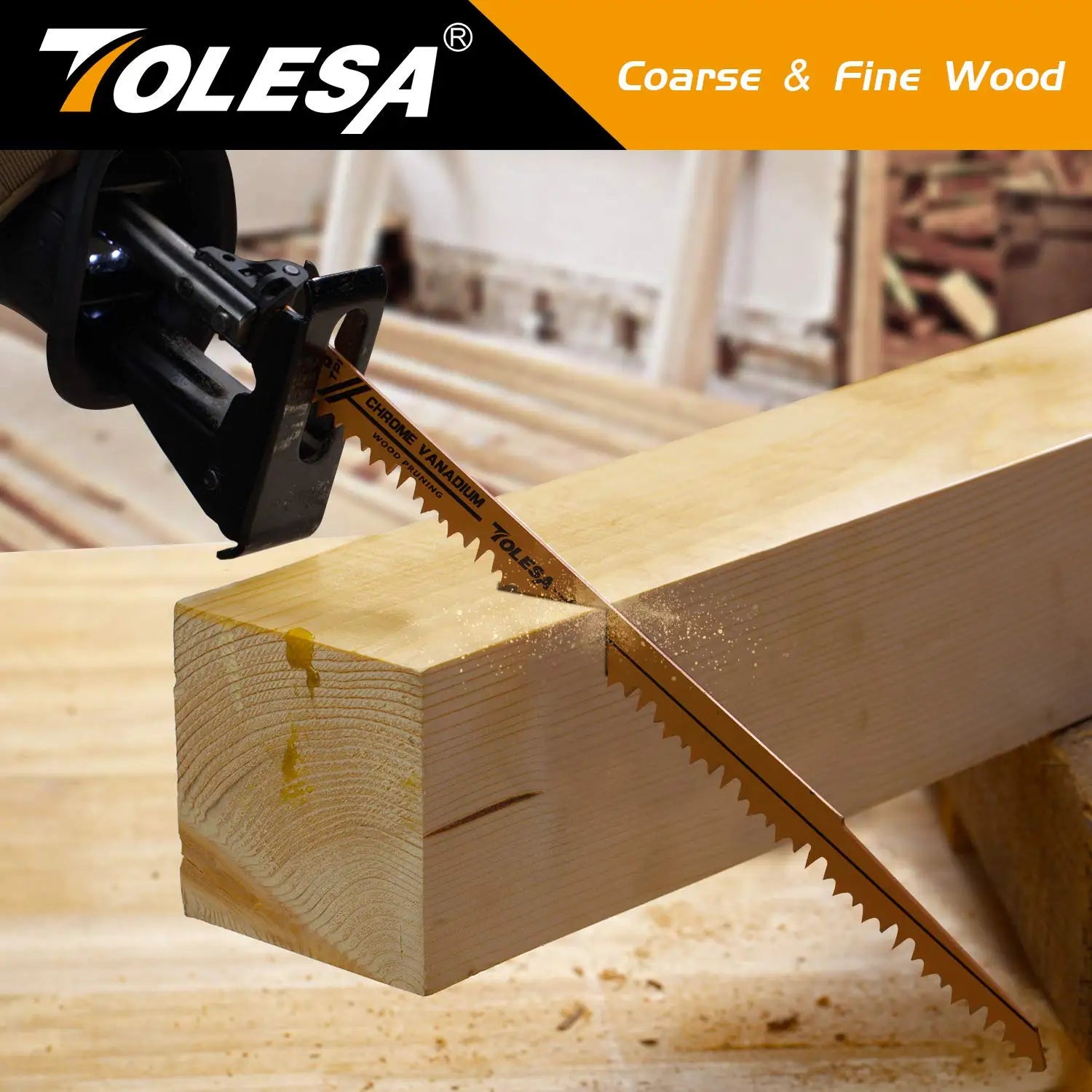 TOLESA 5PCS 5/6TPI Wood Pruning Reciprocating Saw Blades for Wood and PVC Pipe